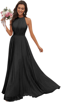 AUMEELAM Women's Ruched Chiffon Halter Bridesmaid Dress