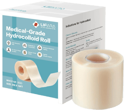 Hydrocolloid Roll for Wound Care - Cut-to-Size, Extra Large Hydrocolloid Patch Bandages with Self-Adhesive, Ultra Absorbent, Flexible & Waterproof, First Aid Kit Essential (2in*16ft)