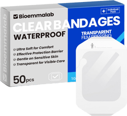 Large Waterproof Bandages Clear Dressings Tattoo Tape Sensitive Skin Wounds Care, Transparent Film Dressing Adhesive Occlusive Patch for Post Surgical Use, Medical Cover for Fragile Skin, 50 Packs