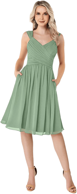 Azazie A-Line V-Neck Knee-Length Chiffon Bridesmaid Dresses