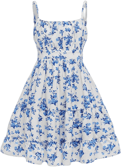 Floerns Girl's Sleeveless Ruched Ruffle Hem A-Line Cami Dress