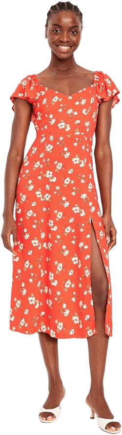 Old Navy Women's Flutter-Sleeve Crepe Midi Dress