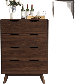 UEV Mid-Century Modern Dresser,4 Drawer Dresser Large Drawers,Modern Drawer Dresser,Walnut Brown Drawer Wood Chest, Living Room, Bedroom(Walnut-New) 4 Drawer Walnut
