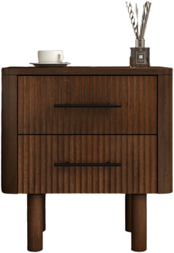 Logan Mid Century Modern Walnut Nightstand Bed Side Tables With 2 Drawers