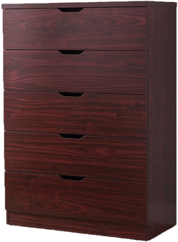 NicBex  5 Drawers Dresser for Bedroom,Modern Style Wooden Drawers with Cutout Handle,Dressers for Kids Room,Living Room,Entry and Hallway,Mahogany