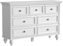 gaomon Storage Cabinet, Dressing Table, Bedroom 7 Drawer Dresser, Drawer Wardrobe, TV Stand, Wardrobe Organizer And Clothing Storage Cabinet, Vintage Wide Dresser With Metal Handles For Bedroom, Living Room, Entryway And Wardrobe