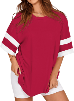 Women's Oversized Round Neck Striped Tee