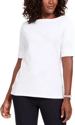 Karen Scott Cotton Boat-Neck Top