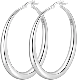 S925 Sterling Silver Large Thick Hoop Earrings