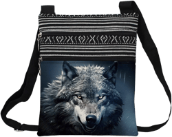 Cute Ethnic Wolf Crossbody Messenger Bag