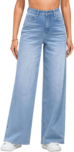 Women's High-Waisted Stretchy Wide Leg Jeans with Pockets