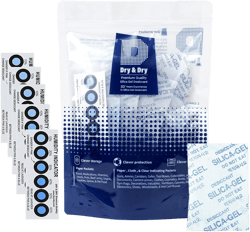 Dry & Dry 5 Gram [50 Packets] Premium Silica Gel Pure and Safe Silica Gel Packets Desiccant Silica Gel Packs(Rechargeable Fabric Silica Packets for Moisture) - 5 Humidity Cards(Reusable)