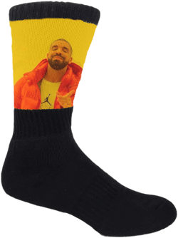 Moxy Socks Drake Hotline Bling Meme Dye Sublimated Crew Socks