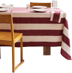 Striped cotton linen tablecloth 67x98 in