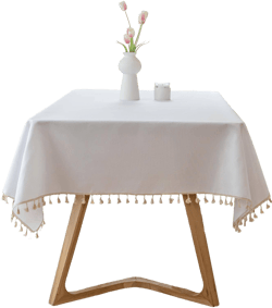 1pc Waterproof Tablecloth Solid Color Fabric Fringe Desk Cloth For Dining Table, Writing Desk, Tea Table, Waterproof