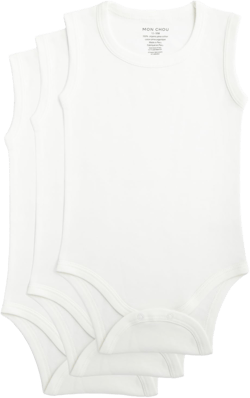 Baby Sleeveless Onesie, 100% Organic Pima Cotton Bodysuit, Infant Boy Girl Unisex, 3 Pack-Sizes 0-24 Months Eco White 3-6 Months