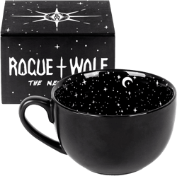 Rogue + Wolf Midnight Gothic Large Coffee Mug, Goth Skull Decor in Gift Box, Halloween Mugs, Witchy Gifts for Women, Spooky, Emo, Horror, Anime, Ghost, Occult, Novelty Porcelain Tea Cup - 17.6oz 500ml