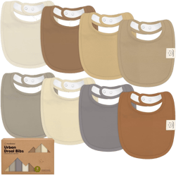 8-Pack Organic Baby Bibs for Boys, Girls - Soft Cotton Drooling and Teething Bibs for Baby Girl & Boy, Extra Absorbent, Easy to Clean & Put On for Toddler, Newborn, Infant 0-24 Months (Terracotta)