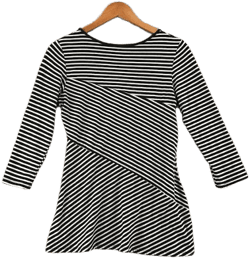 Essentials By Milano Women's Assymetric Striped Tee Top