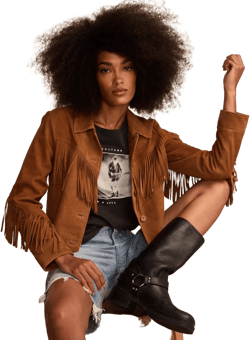 Lucky Brand Women's Suede Fringe Western Jacket
