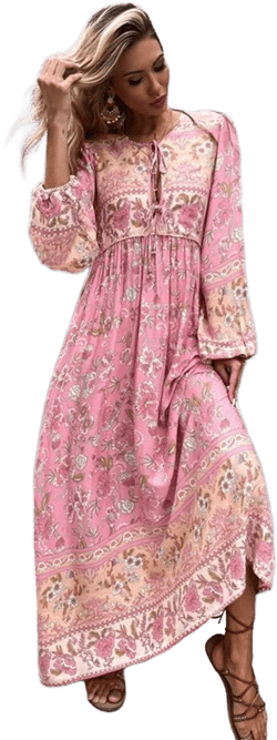 Carina Rose Boho Loose Maxi Dress