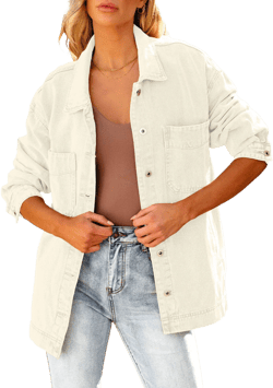 Luvamia Women's Oversized Denim Jacket with Slit Hem