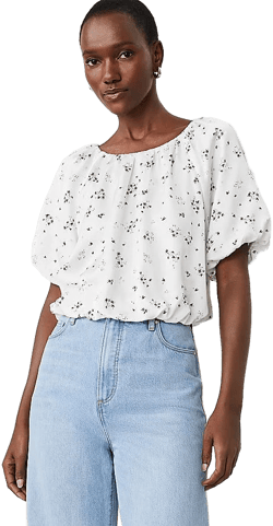 Ann Taylor Women's Floral Bubble Hem Top