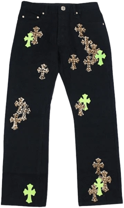 Chrome Hearts Leopard Cross Patch Jeans