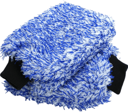 TAKAVU New Car Wash Mitt, 2 Pack Premium Cyclone Microfiber Washing Gloves, Holds Tons of Sudsy Water for Effective Washing, Machine Washable, Lint Free, Scratch Free (Blue) Blue & White