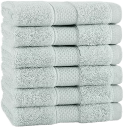 Aston & Arden Egyptian Cotton Luxury Washcloths (Pack of 6), 600GSM, Seven Color Options, Jacquard Dobby Border, 13x13
