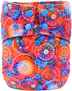 SS 1.0 All-In-One Cloth Diaper - Convenient, Soft & Absorbent with Tummy Panel & Snap System for Leak Prevention - Made with Natural Fiber Bamboo & Odor Resistance Mandala