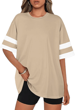 Women's Oversized Round Neck Striped Tee