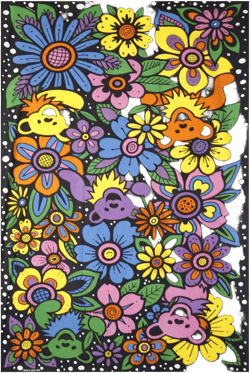 Sunshine Joy Grateful Dead 3D Flower Bears Tapestry Tablecloth Wall Art Beach Sheet Huge - Amazing 3D Effects (60x90 Inches)