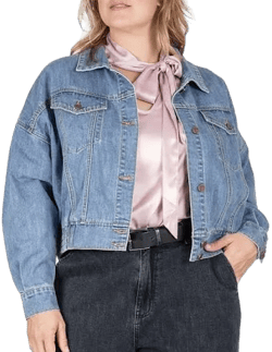Standards & Practices Women's Cropped Smocked Hem Denim Jacket