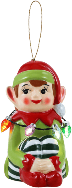Mr. Christmas Mini Nostalgic Ceramic LED Christmas Decoration Figurine - Elf