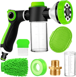2-in-1 Dog Shower Attachment for Indoor Shower Hose & Outdoor Garden Hose, 8 Sprayer Modes Dog Wash Hose Attachment with Soap Dispenser, Ideal for Car Wash and Pet Shower(Hose Not Include)