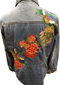 Fabrique Creations Unique Vintage Peacock Denim Jacket