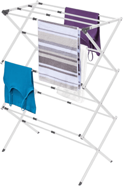 BLACK+DECKER 3 Tier Expandable Collapsing Foldable Laundry Rack for Air Drying Clothing, Space Saving Heavy Duty Lightweight Metal Drying Rack(White)