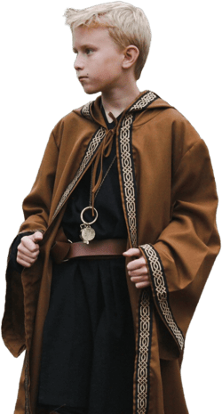 Celtic Jacquard Trim Robe with Hood and Sleeves
