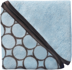 SwaddleDesigns Cotton Terry Velour Washcloths for Baby/Toddler, Absorbent with Satin Trim, Set of 2, Brown Mod Circles on Pastel Blue Blue & Brown Mod Circles