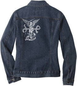Artistshot St Michael Archangel Catholic Angl Defen Ladies Denim Jacket