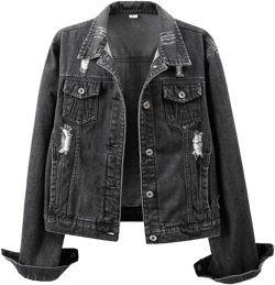 Kedera Women's Distressed Ripped Long Sleeve Denim Jacket