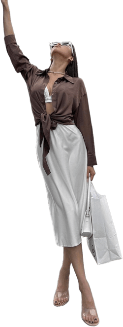 Pearl Satin Midi Skirt