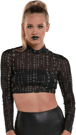 Amscan Cyberpunk Mesh Mock Neck Long Sleeve Top