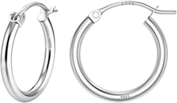 MILACOLATO Sterling Silver 18K White Gold Plated Huggie Hoops