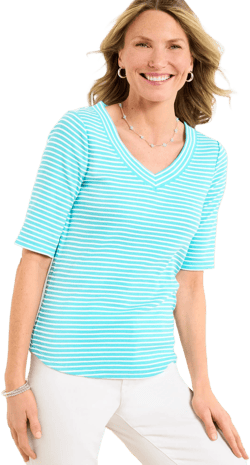 Women's Talbots Ribbed V-Neck T-Shirt