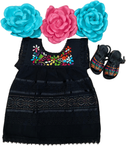 Baby and toddler Mexican girls  dress- Huipil Hand Embroidery