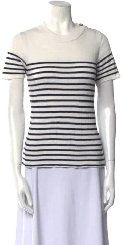 La Maille Sezane Striped Crew Neck T-Shirt
