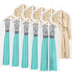 10 Pack 55" Long Dress Garment Bags for Hanging Clothes, Clothes Bags for Storage Hanging,Moth Proof Garment Bags,Garment Bags for Storage,Hanging Clothes Storage