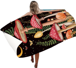 Thick Mushroom Beach Towel 30”x60” Microfiber Terry Beach Towels Kids Soft Camping Towels Sandproof Quick Drying Travel Swim Pool Yoga Gym Camping Women Men Beach Essentials Accessories Vacation Gift